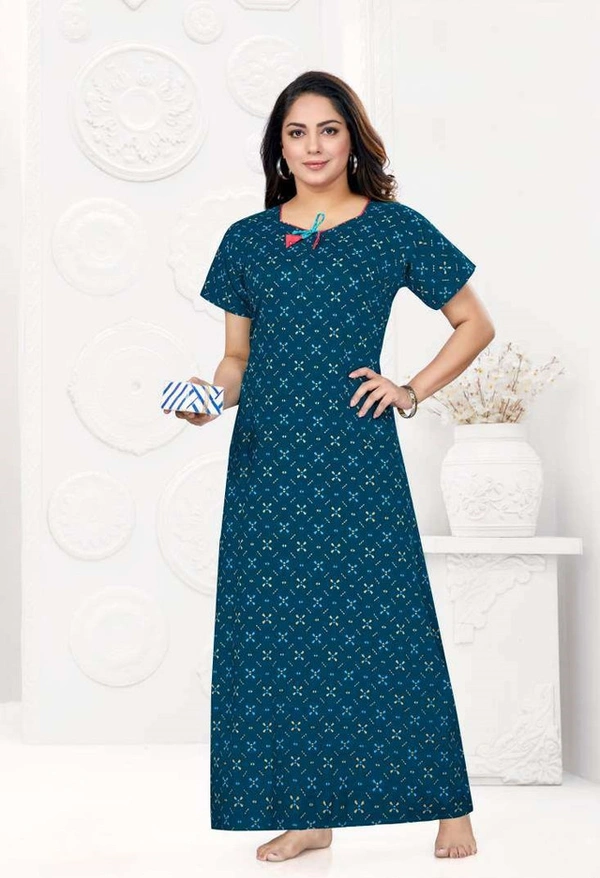 Women's Stitched Ready to Wear Pure Cotton Nighty / Night dress - XXL, Tarawera