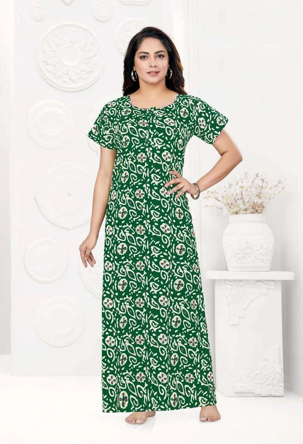 Women's Stitched Ready to Wear Pure Cotton Nighty / Night dress - XXL, Te Papa Green