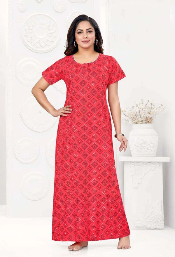 Women's Stitched Ready to Wear Pure Cotton Nighty / Night dress - XL, Amaranth