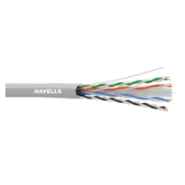Havells Grey UTP Cat 6 24 AWG Copper Conductor LAN Cable with Star Separator, WHLJDSEBCAT6, Length: 100 m