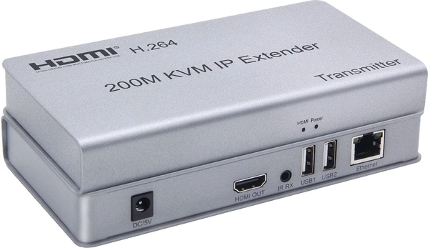 200M HDMI KVM IP Extender, Over IP RJ45 Ethernet CAT6 6A Transmitter Receiver 1 TX to 20 RX and Cascade Connection USB Keyboard Mouse Over UTP/STP H.264 EPL-434H