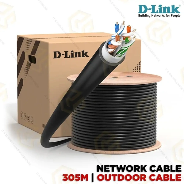 D-LINK CAT.6 305MTR. OUTDOOR CABLE | BLACK COLOR - 305 M