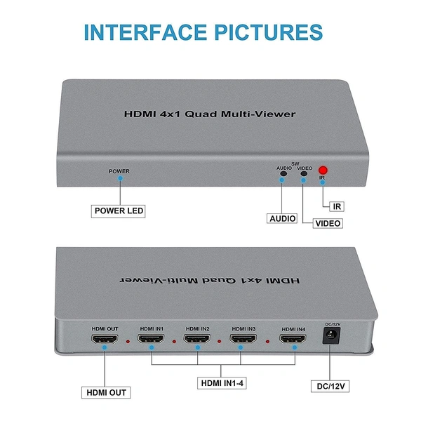 1080p HDMI 4x1 Quad Multi-viewer Split Screen with 5 Modes Display and Seamless Switching (HDMI 4x1 Quad Multi-Viewer)