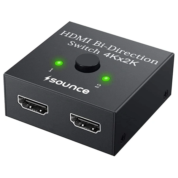 HDMI Switch 2 in 1 Out 4K 60hz HDMI Switcher 2 Port, Bi-Directional HDMI Switch Splitter 2 x 1/1 x 2, No Power Required, Sharing HD Video, PC Gaming Accessories