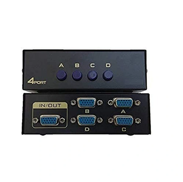 VGA Switch -for 4 PC to Share 1 Monitor and 4 Monitor to Share 1 PC VGA Switch Press Button Four Way VGA Vedio Switch for PC TV Monitor - (Black) 03