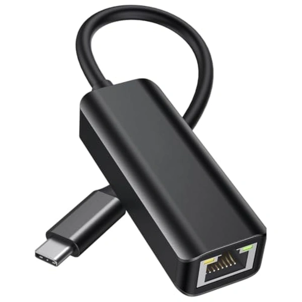 USB-C to Ethernet Adapter USB Type-C (Thunderbolt 3) to 10/100/1000 Gigabit RJ45 Ethernet LAN Network Adapter Compatible for Smartphones, Laptop, Tablets & All Type-C Devices