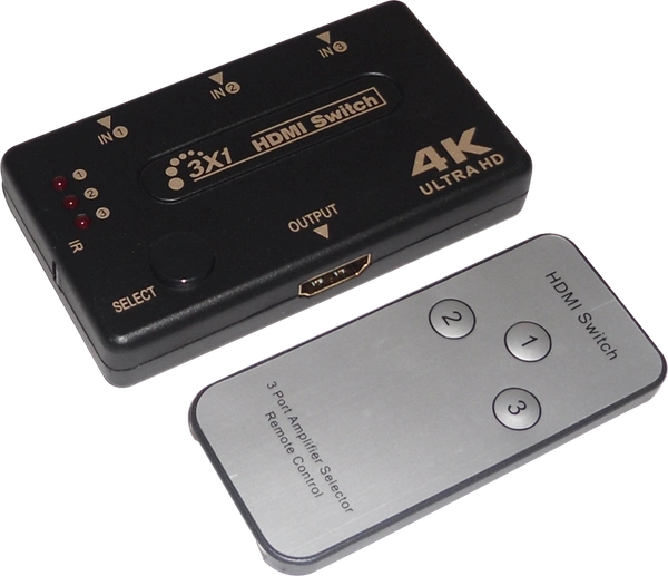HDMI Switch 3 In 1 Out With Remote