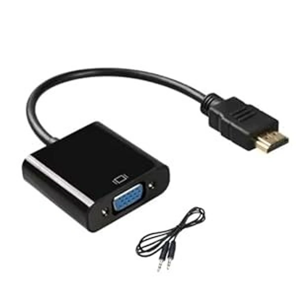 HDMI to VGA Adapter High-Speed 1080P HDTV Converter Male to Female with Audio Cable for Computer, Desktop, Laptop, PC, Monitor, Projector, HDTV & Other Devices with HDMI Connection (Black)