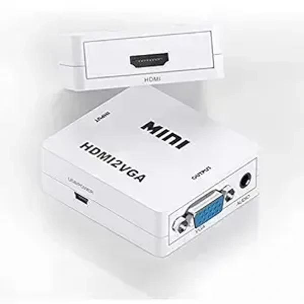 HDMI to VGA Adapter/Connector/Converter Cable 1080P (Female to Female) for Media Players, Xbox, Projector, Computer, Laptop, TV & More | Full HD Resolution | Compact Design | White