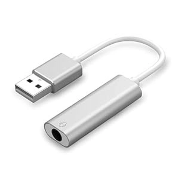 USB Sound Card USB to 3.5mm Jack Audio Adapter USB External Stereo Sound Adapter Splitter Converter for Windows and Mac, Linux, Compatible with PS4, Headset, Laptop, PC