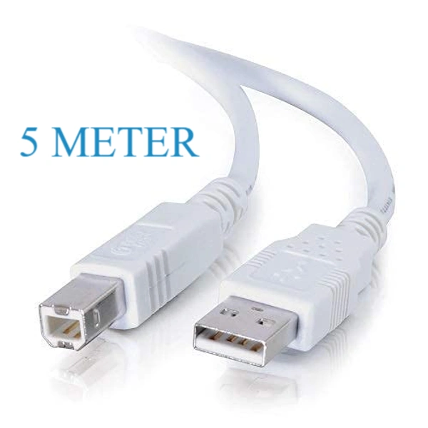 5 METER USB High Speed Printer cable Scanner Cable A Male to B Male Compatible for HP, Canon, Brother, Lexmark, Samsung, Epson, Dell, Xerox, Samsung and More Printers, White - 5 METER