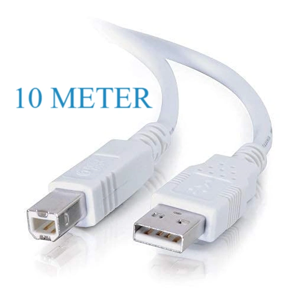 10 METER USB High Speed Printer cable Scanner Cable A Male to B Male Compatible for HP, Canon, Brother, Lexmark, Samsung, Epson, Dell, Xerox, Samsung and More Printers, White - 10 METER