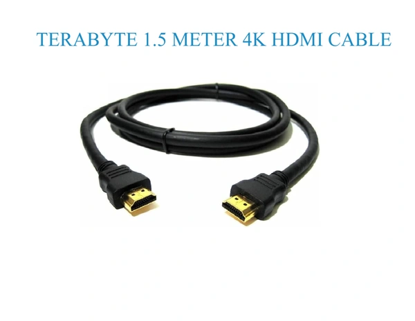 TERABYTE 1.5 Meter HDMI Male to HDMI Male Cable TV Lead 1.4V High Speed Ethernet 3D Full HD 1080p HDMI Cable (Black For Computer, Laptop, Tablet) - BLACK