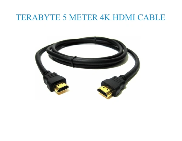 TERABYTE 5 Meter HDMI Male to HDMI Male Cable TV Lead 1.4V High Speed Ethernet 3D Full HD 1080p HDMI Cable (Black For Computer, Laptop, Tablet) - BLACK