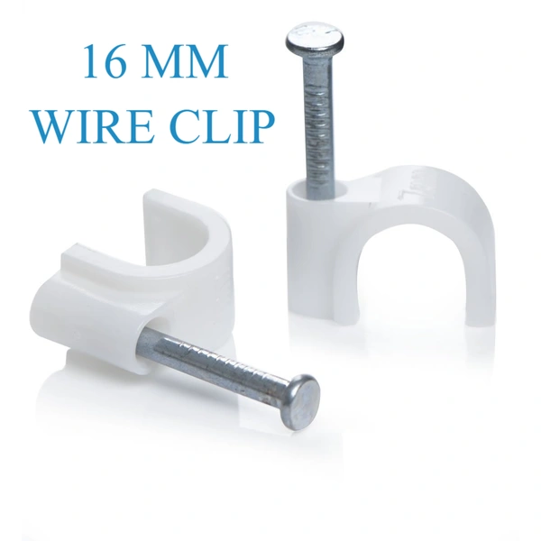 (16 mm,100pcs) Wire Fastener Circle Cable Clips with Metal Nails for Cable Management, Cord Organizer, round wire clamps for Hanging Cables Fitting on wall