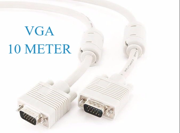 VGA Cable 10 METER for LAPTOP MONITOR PRINTER CPU SCANNER SMART TV CCTV RECORDER GAME CONSOLE(Gold) - 10 METER