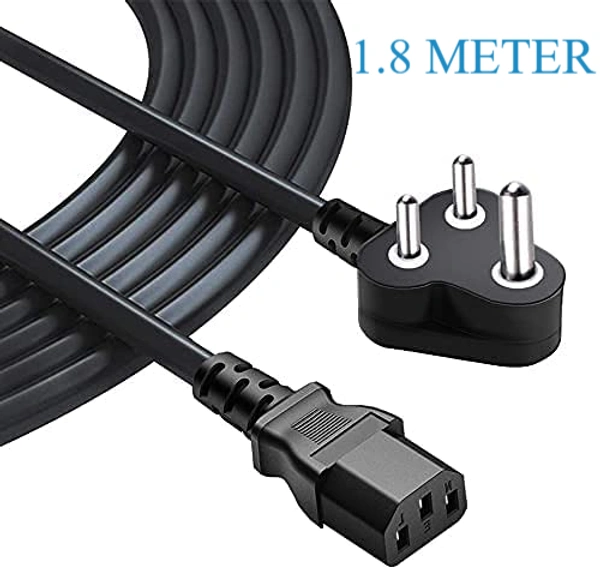 1.8 Meter Heavy Power Cable for PC, Desktop Computer, Monitor, SMPS, TV, Printer, Power Supply, Kettle Lead 3 pin Replacement IEC Computer Mains Power Cable Cord,1 Year Warranty - 1.8 METER