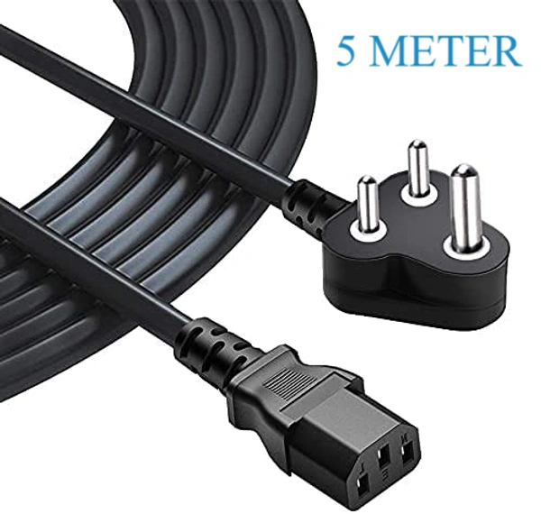 5 Meter Heavy Power Cable for PC, Desktop Computer, Monitor, SMPS, TV, Printer, Power Supply, Kettle Lead 3 pin Replacement IEC Computer Mains Power Cable Cord,1 Year Warranty - 5 METER