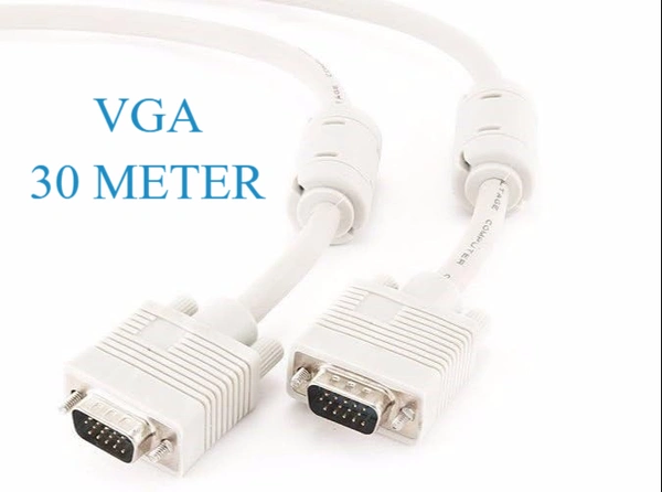 VGA Cable 30 METER for LAPTOP MONITOR PRINTER CPU SCANNER SMART TV CCTV RECORDER GAME CONSOLE(Gold) - 30 METER