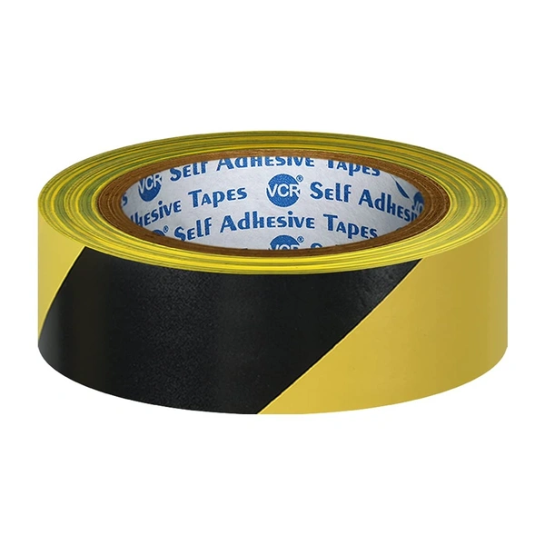 ZEBRA Black & Yellow Floor Marking Tape 1' - 18 Meters in Length 24mm / 01" Width - 1 Roll Per Pack - Waterproof Social Distancing lane Marking Tape for Safety, Hazard and Caution Warnings  | Royal Stationers Best Quality Guarantee