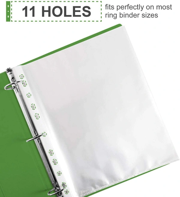 Glossy Transparent Document Sleeves, Clear Certificates | Water Proof Sheet Protectors 11 Holes Punched  A4 Size pac of 100 pcs | Royal Stationers Best Quality Guarantee