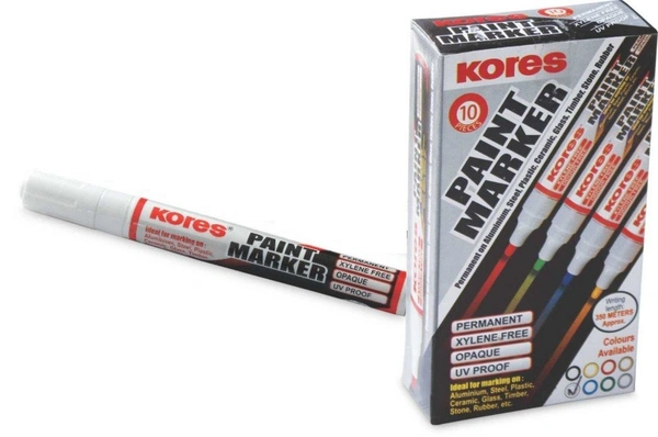 Kores Paint Marker Pen With Tip Free Every Marker- Pack Of 10 | Royal Stationers Best Quality Guarantee