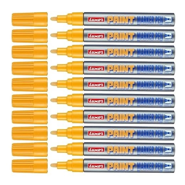 Luxor yellow Paint Marker With Extra Tip Free Pak Of-10 | Royal Stationers Best Quality Guarantee