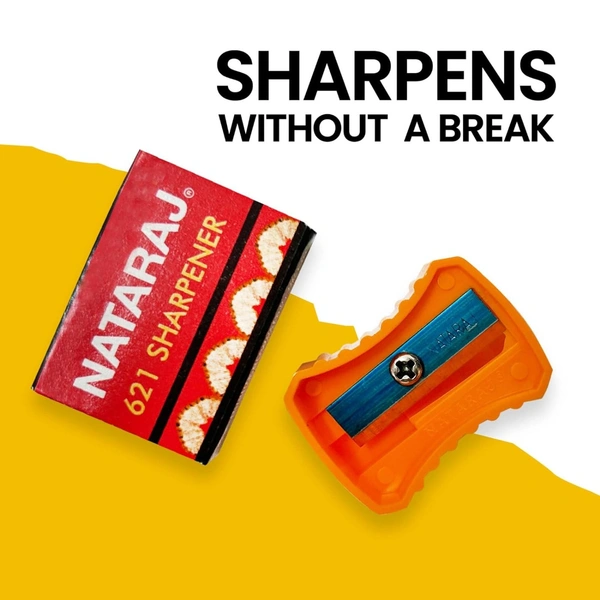 Natraj 621 Sharpener, Hassle-free Sharpening, Scientifically Angled Blade, Reduces Hand Strain, Ergonomic Design, Anti-rust Coating, Highly Durable, Conveniently Portable, Pack of 20  | Royal Stationers Best Quality Guarantee