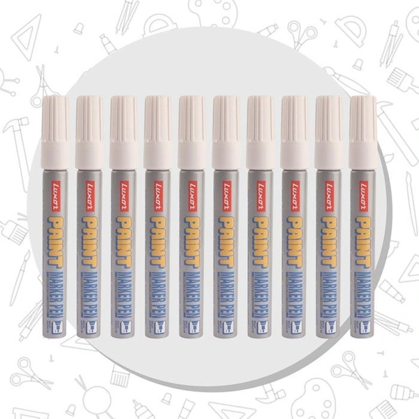 Luxor white Paint Marker With Extra Tip Free Pak Of-10 | Royal Stationers Best Quality Guarantee