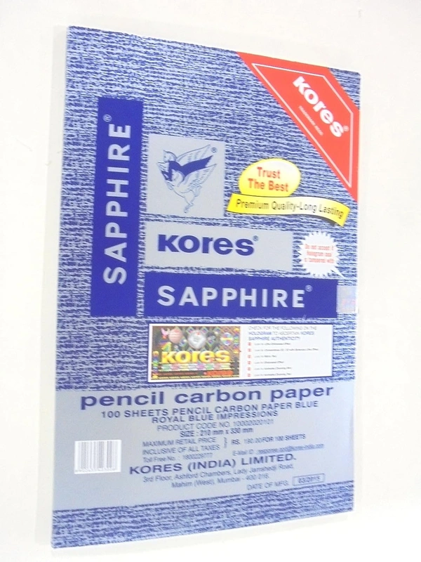 Kores Pen/Pencil Carbon Paper, Sapphire Blue - Pack of 100 Sheets | Royal Stationers Best Quality Guarantee