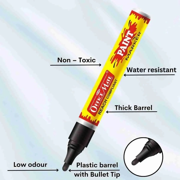 officemate paint marker black Pack Of 10 Pcs | Royal Stationers Best Quality Guarantee