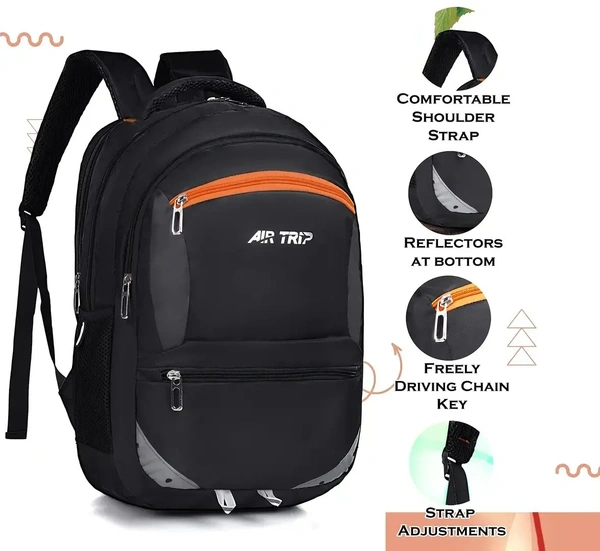 AIR TRIP Large 32L Laptop Bag Backpack for men Women Boys and Girls Luggage Travel Bags with 15.6 inches Laptop Compartment  Rain Cover (Black)