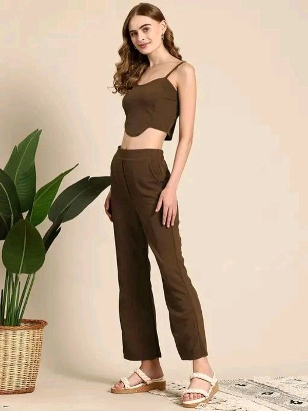 Women Lycra Top And Bottom Co-Ords Set For Women  - L