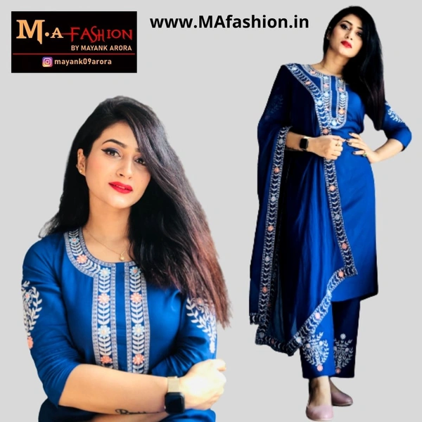 Beautiful Embroidered Kurta With Pant Dupatta Set1 - XXXL