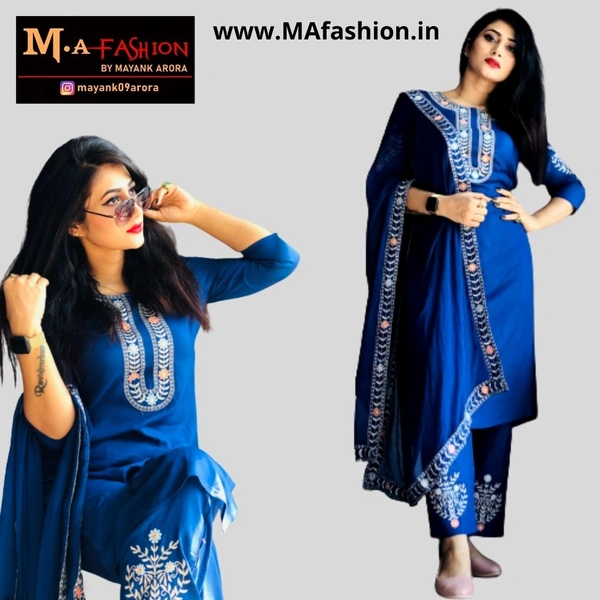 Beautiful Embroidered Kurta With Pant Dupatta Set1 - XXXL
