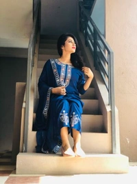 Beautiful Embroidered Kurta With Pant Dupatta Set1 - XXXL