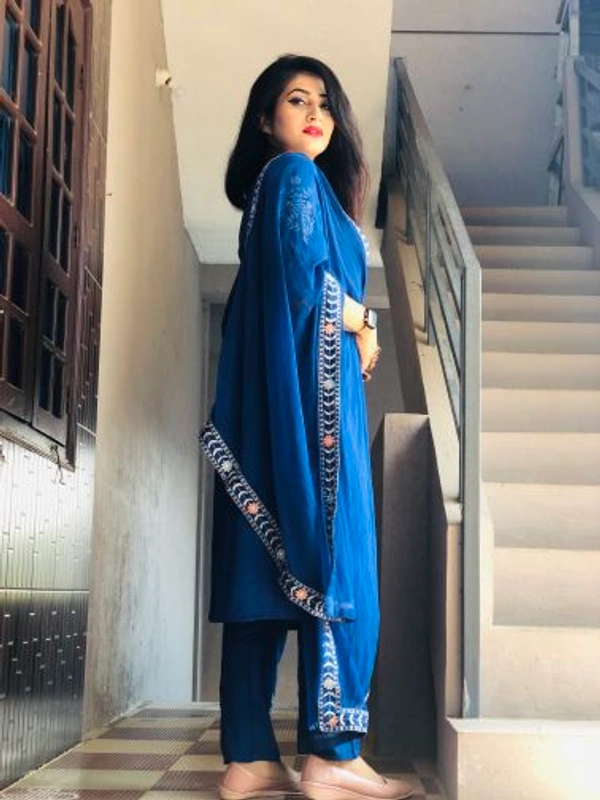 Beautiful Embroidered Kurta With Pant Dupatta Set1 - XXXL