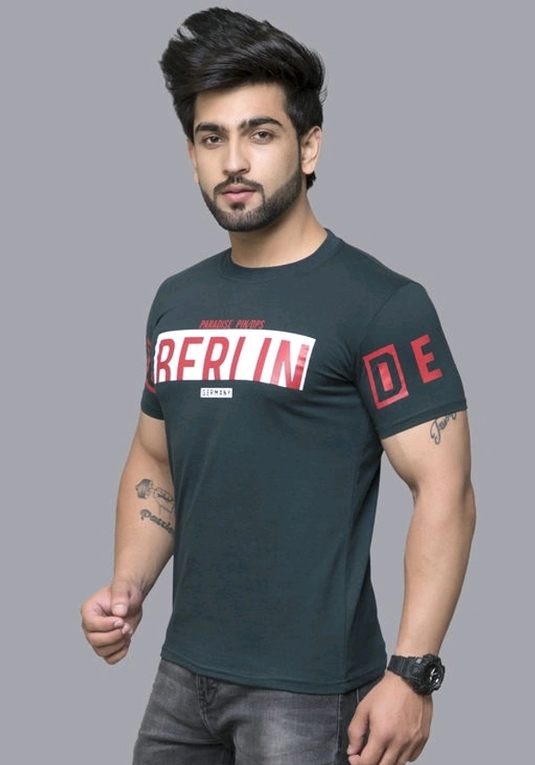 Cotton Round Neck Half Sleeve T-shirt For Men 3 - L