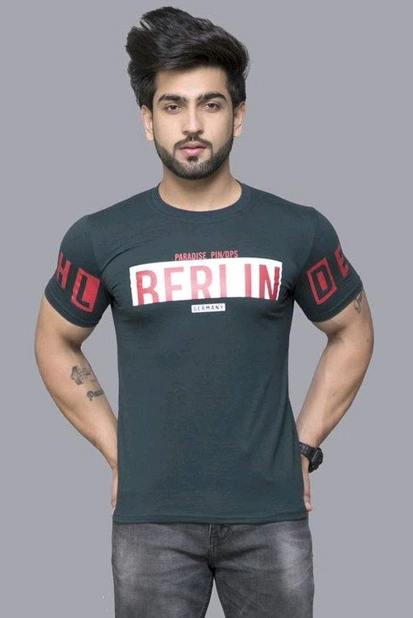 Cotton Round Neck Half Sleeve T-shirt For Men 3 - L