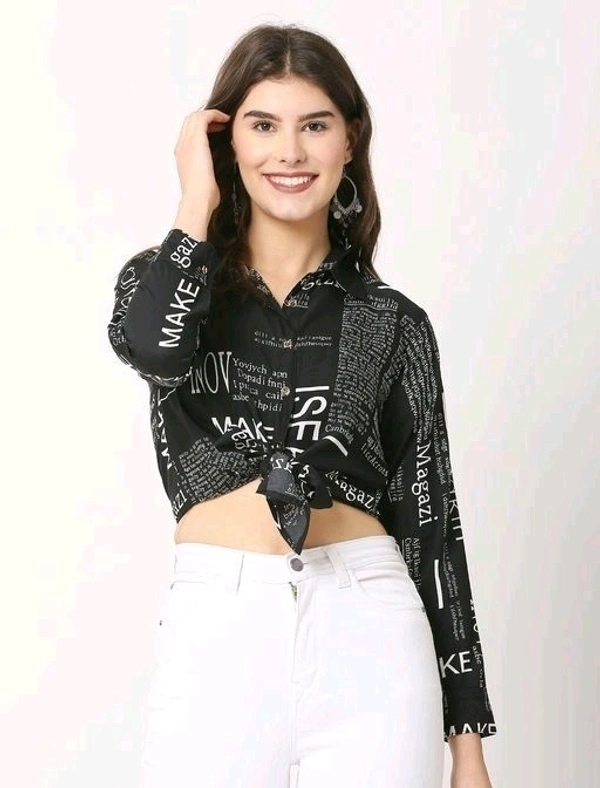 Fashion Newspaper Printed Crop Top - S