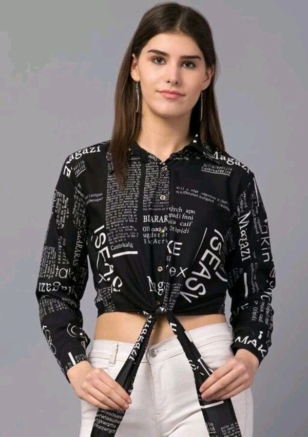 Fashion Newspaper Printed Crop Top - S