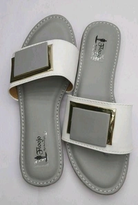 FLOOJO Turquoise open toe flats with golden details and super soft DOCTOR cushioned sole.76 - 4
