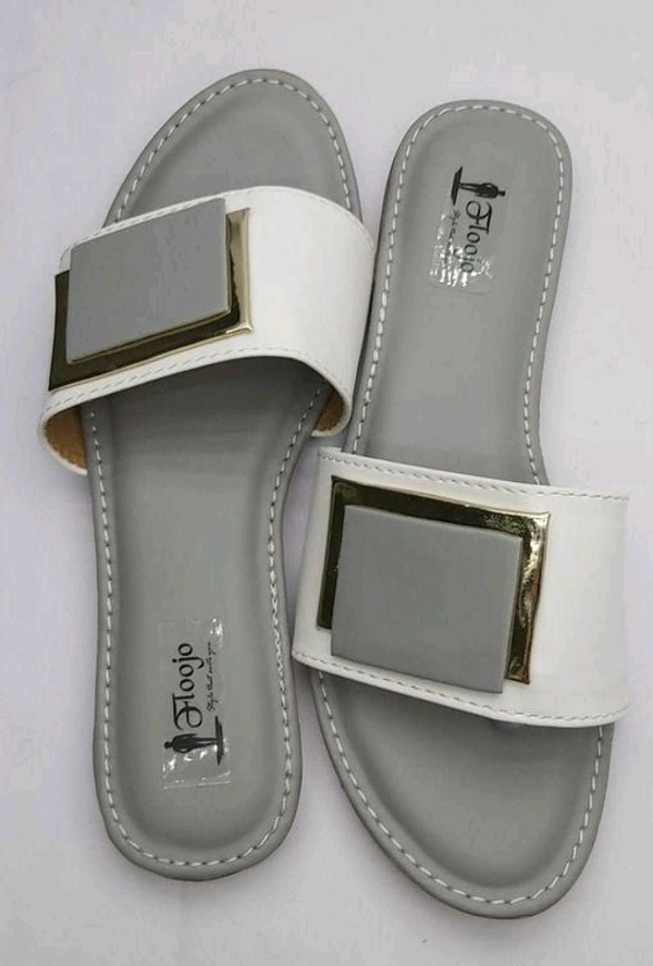 FLOOJO Turquoise open toe flats with golden details and super soft DOCTOR cushioned sole.76 - 4
