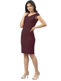Lycra Solid Brown Western Dress - XL