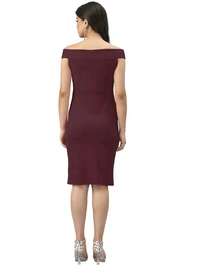 Lycra Solid Brown Western Dress - XL