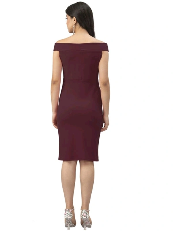 Lycra Solid Brown Western Dress - XL