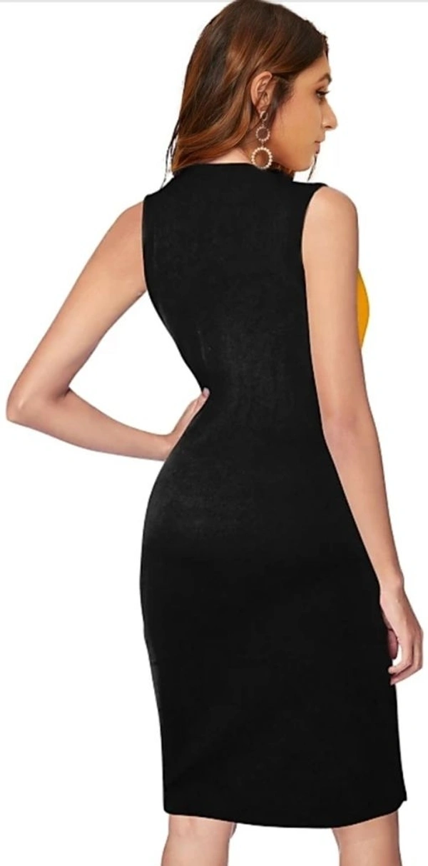 Sleeveless Checkered Hosiery Yellow And Red Bodycon Dress - L