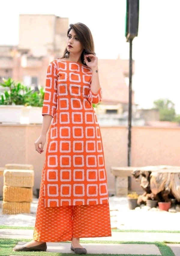 Stylish Cotton Printed kurti Palazzo Set3 - L