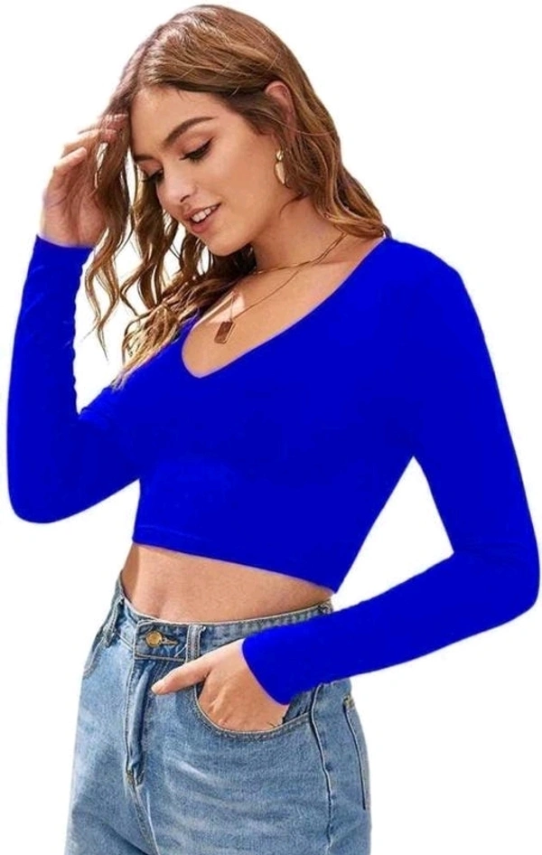 V-Neck Full Sleeves Hosiery Black Top (16"Inches) 1 - XL