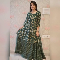 WOMAN PRINTED KURTI SKIRT WITH DUPATTA - L